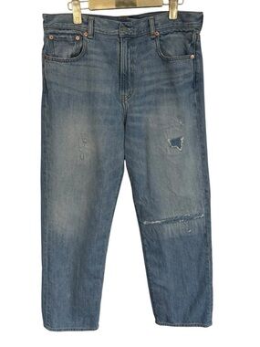 Denimist Lindsay Slim Boyfriend Jeans Distressed Straight Leg Medium Wash Womens